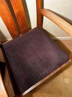 Vintage Houten Stoel met Corduroy Zitting, Huis en Inrichting, Stoelen, Gebruikt, Bruin, Ophalen of Verzenden, Eén