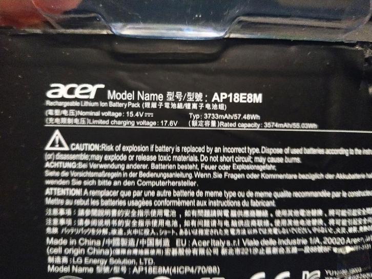 AP18E8M Acer Laptop accu, Computers en Software, Accu's en Batterijen, Gebruikt, Ophalen of Verzenden