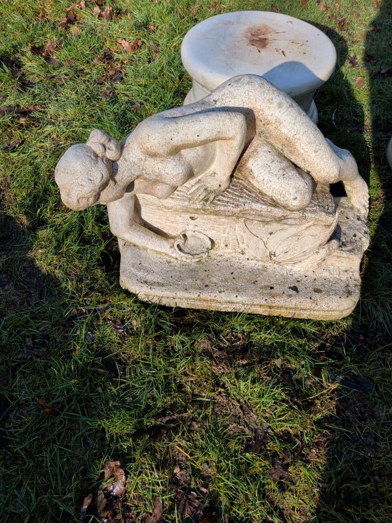 Tuinbeeld Vrouw Steen, Tuin en Terras, Tuinbeelden, Ophalen, Gebruikt, Steen, Mensenbeeld