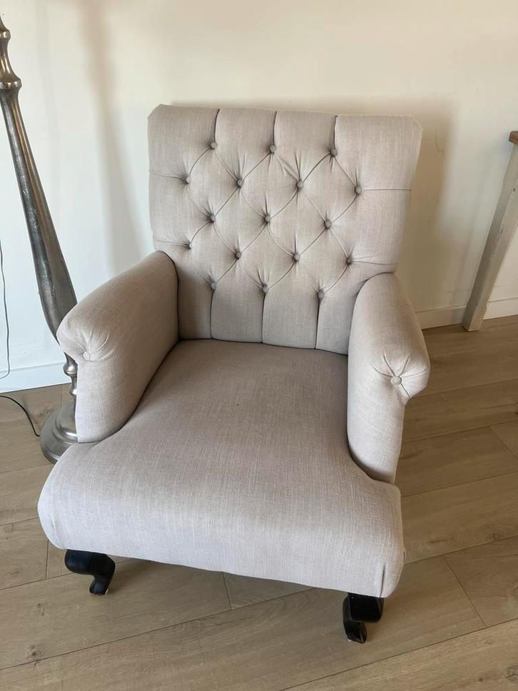 Zandkleurige Fauteuil in Goede Staat, Huis en Inrichting, Fauteuils, Zo goed als nieuw, Stof, 75 tot 100 cm, Ophalen of Verzenden