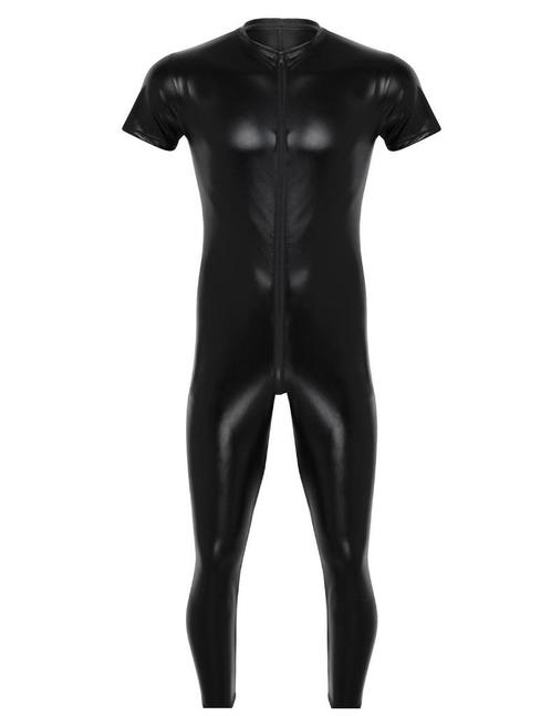 Heren zwarte catsuit sexy wetlook jumpsuit bodysuit leren, Kleding | Heren, Carnavalskleding en Feestkleding, Nieuw, Kleding, Verzenden