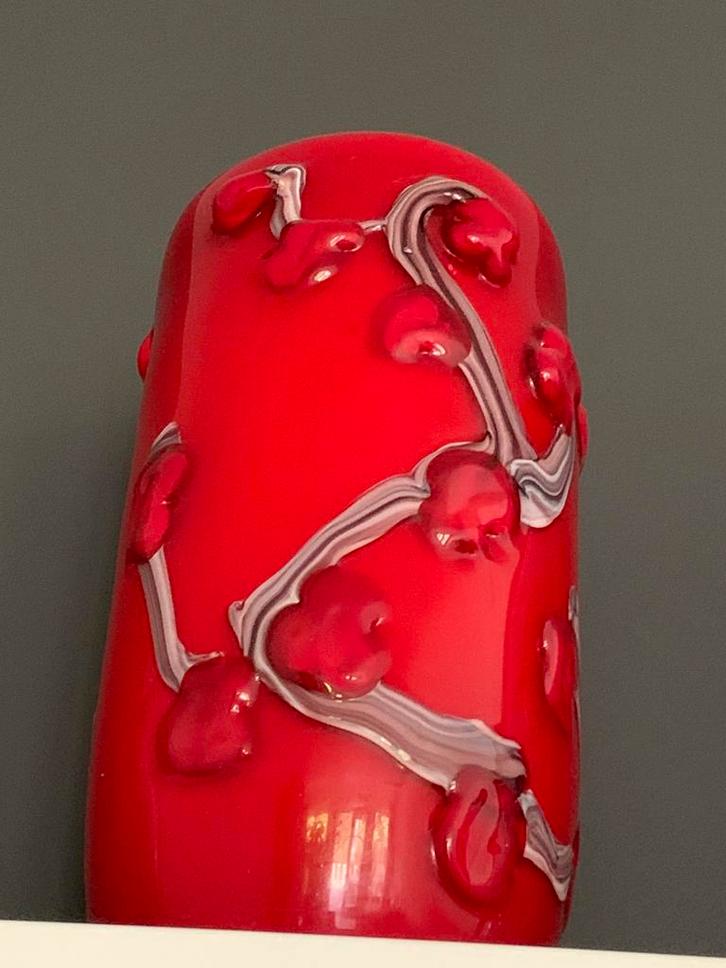 Des pots glazen vaas met bloesem, Huis en Inrichting, Woonaccessoires | Vazen, Zo goed als nieuw, Rood, Minder dan 50 cm, Glas