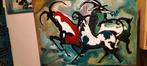 schilderij BOKKEN, acryl (005), Antiek en Kunst, Ophalen of Verzenden