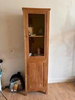 Mooie massief houten kast half vitrine en half opberg, Huis en Inrichting, Kasten | Vitrinekasten, Ophalen, 25 tot 50 cm, Glas