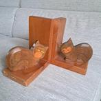 Vintage houten boekensteunen met kat 3001, Gebruikt, -, -, Ophalen of Verzenden