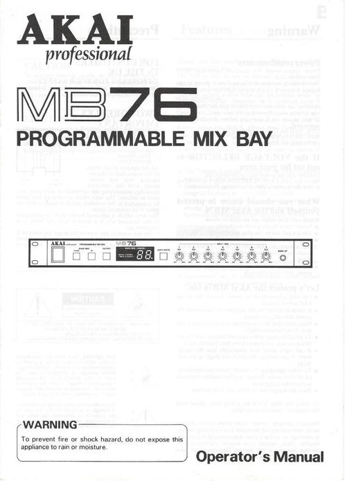 Handleiding, Manual (Engels, pdf) - Akai MB76 Mix Bay, Boeken, Overige Boeken, Zo goed als nieuw, Verzenden
