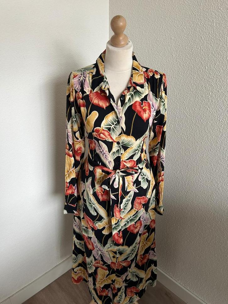 King Louie maat 40 midi blouse jurk 2073, Kleding | Dames, Jurken, Zo goed als nieuw, Maat 38/40 (M), Rood, Onder de knie, Ophalen of Verzenden