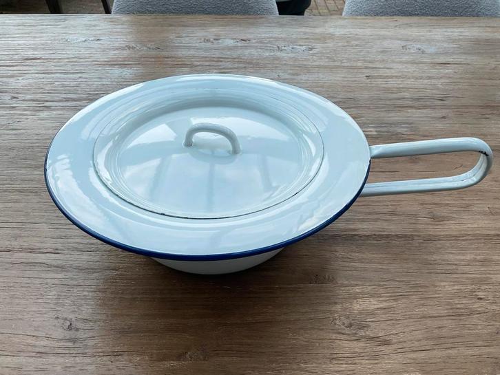 Antieke Witte Emaille Ondersteek/Bedpan, Antiek en Kunst, Antiek | Emaille, Ophalen of Verzenden