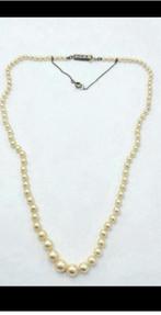 Zilveren parelketting zilveren slot Lengte 43cm gemerkt 835, Sieraden, Tassen en Uiterlijk, Antieke sieraden, Ophalen of Verzenden