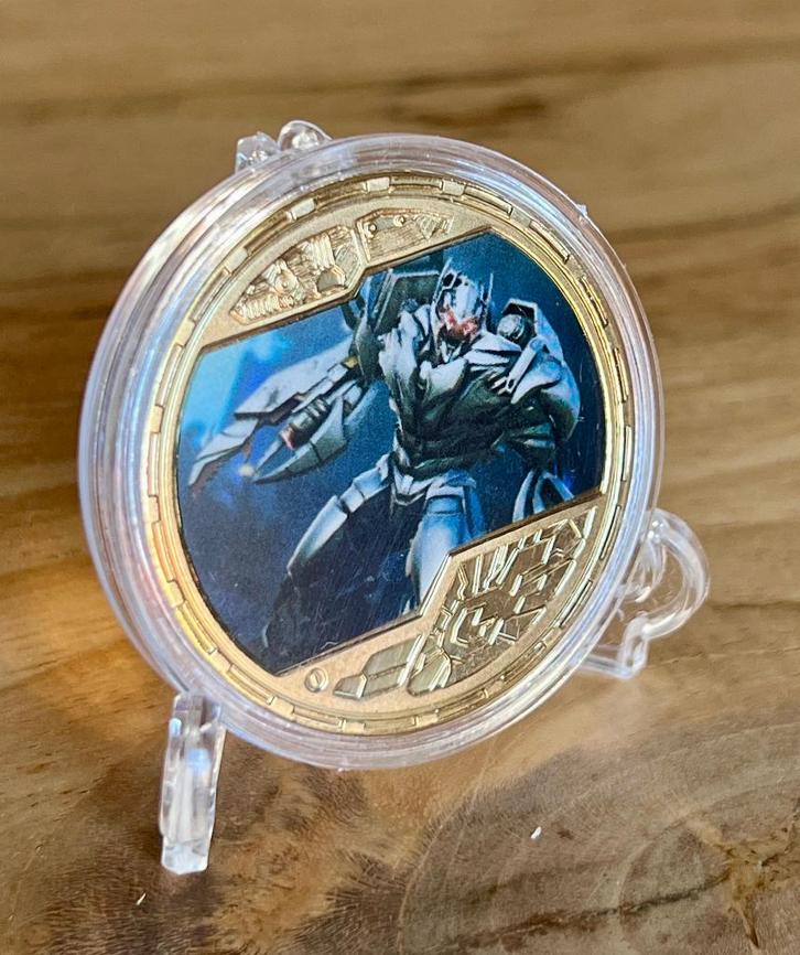 Transformers 24kt goud vergulde verzamelmunt +stand (2, Verzamelen, Film en Tv, Nieuw, Film, Overige typen, Ophalen of Verzenden