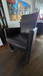 6 eetkamerfauteuils vol anilineleder + teak tafel 225 x 100, Huis en Inrichting, Stoelen, Ophalen, Bruin, Leer, Zo goed als nieuw