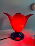 Vintage Vandeheg tafellamp tulp/bloem. Rood  blauw glas., Ophalen of Verzenden, Glas, Minder dan 50 cm