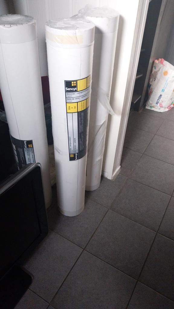 3x Rol Glasvliesbehang - Sencys, Doe-het-zelf en Verbouw, Verf, Beits en Lak, Nieuw, Ophalen of Verzenden