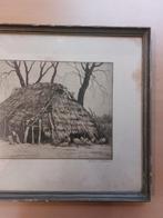 Ets Johan Hemkes – “Oude turfschuur Westerwolde” – 38/75, Antiek en Kunst, Kunst | Etsen en Gravures, Ophalen of Verzenden