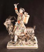 Antiek porseleinen beeld 'Tailor on a goat', Ophalen of Verzenden