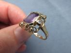 Antieke ring in 14 karaat goud met amethist steen - 20e eeuw, Sieraden, Tassen en Uiterlijk, Antieke sieraden, Ophalen of Verzenden
