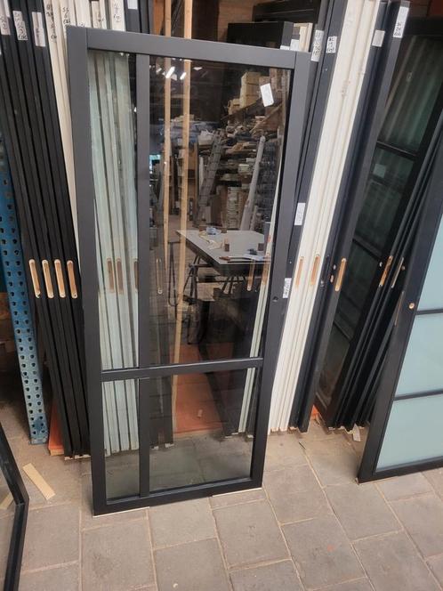 83x200cm binnendeur stomp L Staal look zwart rook glas SL10, Doe-het-zelf en Verbouw, Deuren en Horren, Nieuw, Binnendeur, 215 cm of meer