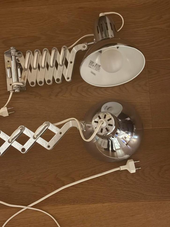 Vintage bedlampen met harmonica arm, Huis en Inrichting, Lampen | Vloerlampen, Gebruikt, Minder dan 100 cm, Metaal, Ophalen