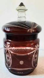 Boheems kristal rode koekjes pot, Antiek en Kunst, Antiek | Glas en Kristal, Ophalen of Verzenden