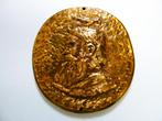 Plaquette naar portret van Leonardo da Vinci brons verguld, Antiek en Kunst, Antiek | Koper en Brons, Ophalen of Verzenden, Brons