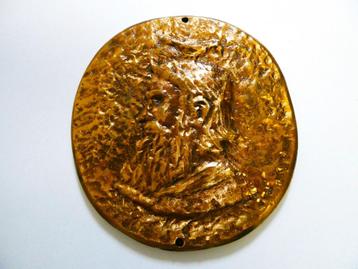 Plaquette naar portret van Leonardo da Vinci brons verguld beschikbaar voor biedingen