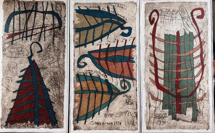 Zeefdruk Drieluik Wim Zurné, Antiek en Kunst, Kunst | Schilderijen | Klassiek, Ophalen of Verzenden