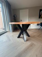 Mangohouten eettafel, Huis en Inrichting, Tafels | Eettafels, Ophalen, Rond, Zo goed als nieuw, Vijf personen of meer