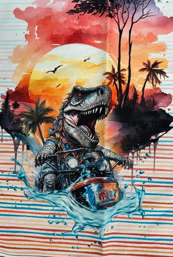 Dinosaurus canvas lapjes  4x, Hobby en Vrije tijd, Stoffen en Lappen, Nieuw, Katoen, 120 cm of meer, 30 tot 200 cm, Overige kleuren