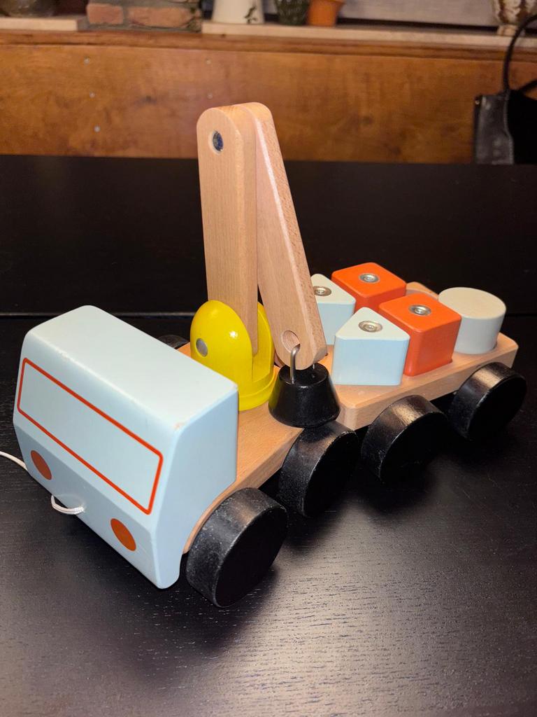 Leuke houten speelgoed heftruck., Ophalen of Verzenden, Gebruikt, Duw- of Trekspeelgoed