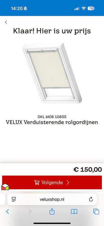 2x Velux verduisterende rolgordijnen beige. Raam GGL M08. beschikbaar voor biedingen