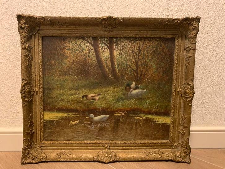 Mooi (oud) schilderij met eenden, gesigneerd Constant Artz, Antiek en Kunst, Kunst | Schilderijen | Klassiek, Ophalen of Verzenden