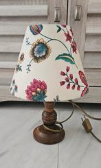 tafellamp eiken houten poot leuk gezellig bloemen afbeelding, Ophalen, Hout, Lamp met bloemen afbeelding eiken houten voet leuk & net geheel