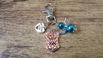 Hanger Sleutelhanger Franse bulldog met lucky angel beschikbaar voor biedingen