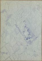 +Wobbe H Alkema(1900)Tekening met Pen"Abstracte Comp"Ges, Antiek en Kunst, Ophalen of Verzenden