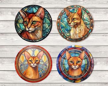 Abessijn Glas in Lood onderzetters met houder rond beschikbaar voor biedingen