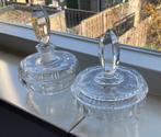 kristal kaptafelset toiletset parfumfles watten poeder glas, Ophalen of Verzenden