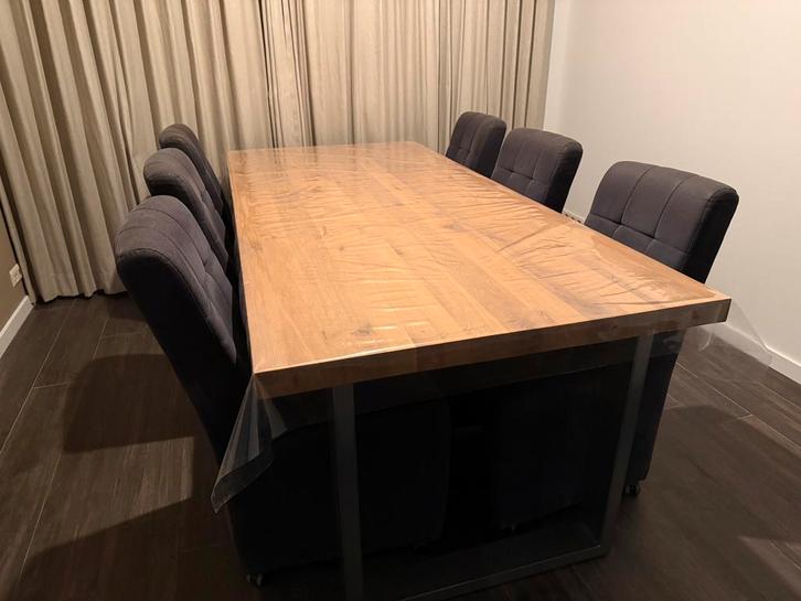 6 eetkamerstoelen, Huis en Inrichting, Stoelen, Zo goed als nieuw, Stof, Grijs, Ophalen