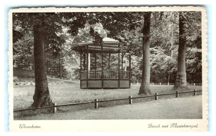 Winschoten, Bosch met Muziektempel, Verzamelen, Ansichtkaarten | Nederland, Gelopen, Groningen, 1920 tot 1940, Verzenden