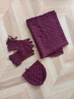 Muts sjaal handschoenen paars gebreid zgan, Nieuw, Ophalen of Verzenden, Sjaal