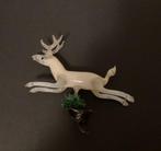 Oude kerstversiering hertje melkglas op klip, Antiek en Kunst, Curiosa en Brocante, Ophalen of Verzenden