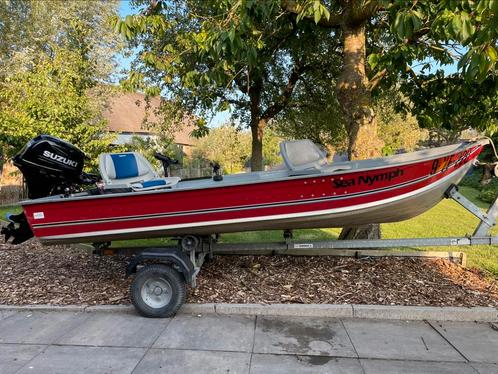 Aluminium boot visboot, Watersport en Boten, Vis- en Consoleboten, Gebruikt, 10 tot 30 pk, 3 tot 6 meter, Benzine, Buitenboordmotor