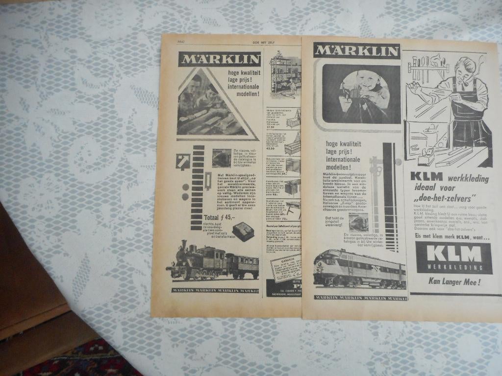 Adv. Märklin. Modeltreinen. 2 Stuks. 1961., Ophalen of Verzenden, Gebruikt, Overige typen
