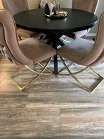 Vier velvet stoelen kleur taupe, Ophalen of Verzenden, Zo goed als nieuw, 4 tot 6 stoelen