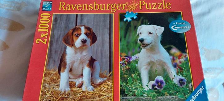 Ravensburger legpuzzel. 2 stuks van lieve honden.  €5.00 ., Hobby en Vrije tijd, Denksport en Puzzels, Zo goed als nieuw, Legpuzzel