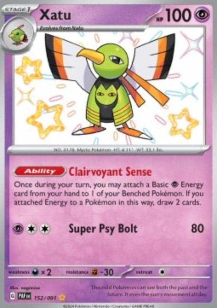Xatu #152 - PAF -Paldean Fates, Hobby en Vrije tijd, Verzamelkaartspellen | Pokémon, Zo goed als nieuw, Verzenden