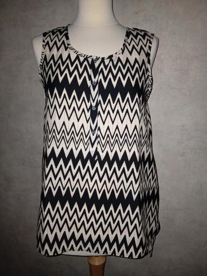 Top met motief, Only! z.g.a.n., Kleding | Dames, Tops, Zo goed als nieuw, Maat 38/40 (M), Zwart, Zonder mouw, Ophalen of Verzenden