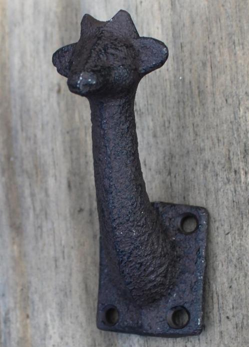 Gietijzeren kapstokhaakje giraffe donkerbruin 6Y3042, Huis en Inrichting, Woonaccessoires | Kapstokken, Nieuw, Wandhaken, Minder dan 100 cm
