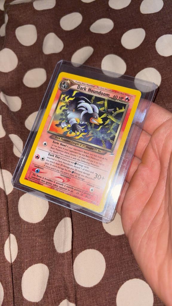 Dark houndoom holo neo exc 7/105 pokemon kaart 1995, Hobby en Vrije tijd, Verzamelkaartspellen | Pokémon, Zo goed als nieuw, Ophalen of Verzenden