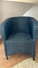 Rieten stoel blauw, Huis en Inrichting, Stoelen, Ophalen, Blauw, Riet of Rotan, Zo goed als nieuw