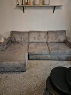 Taupe Ribstof Longchair Bank met HR Visco Vulling, Huis en Inrichting, Banken | Bankstellen, Ophalen, 250 tot 300 cm, Gebruikt